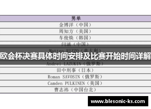 欧会杯决赛具体时间安排及比赛开始时间详解