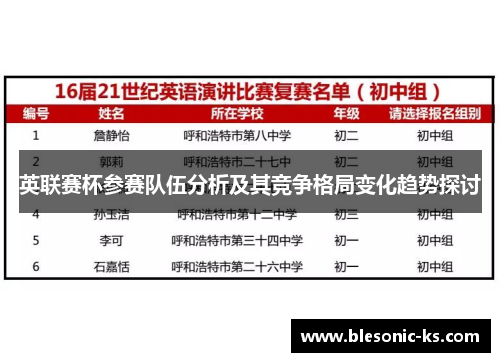 英联赛杯参赛队伍分析及其竞争格局变化趋势探讨